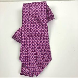 Carlo Ricci Roma Milano Pink Mens Geometric Silk Necktie